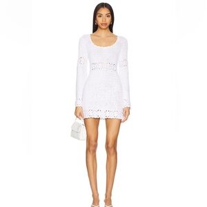 SHOW ME YOUR MUMU Crochet Jet Lag Long Sleeve Mini Dress Cover Up small